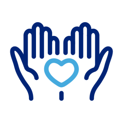 hands with a heart icon