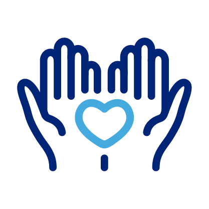hands with a heart icon