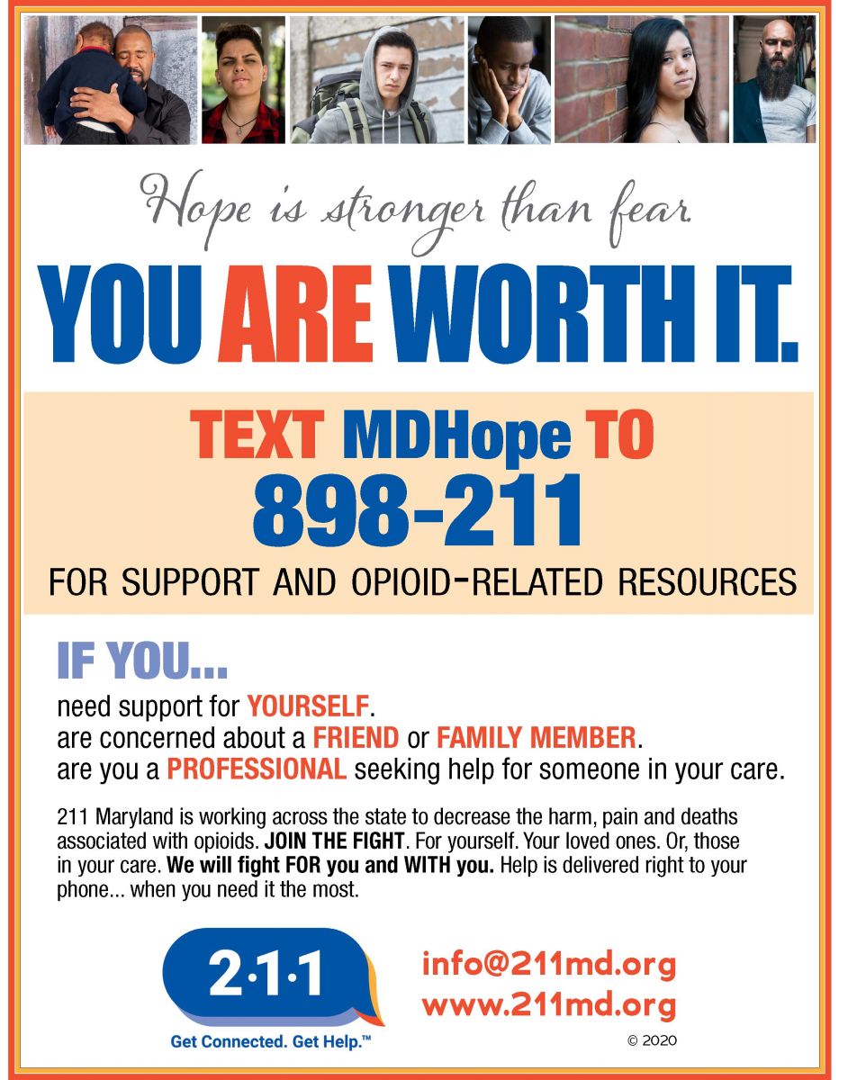 A flyer about MDHope, an opioid related texting program