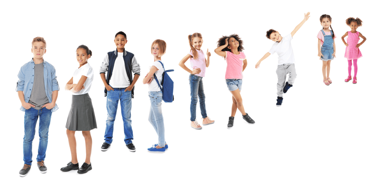 Multicultural group of children standing