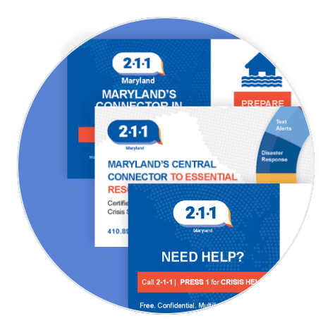 Ảnh chụp màn hình thẻ tiếp cận cộng đồng 211 Maryland