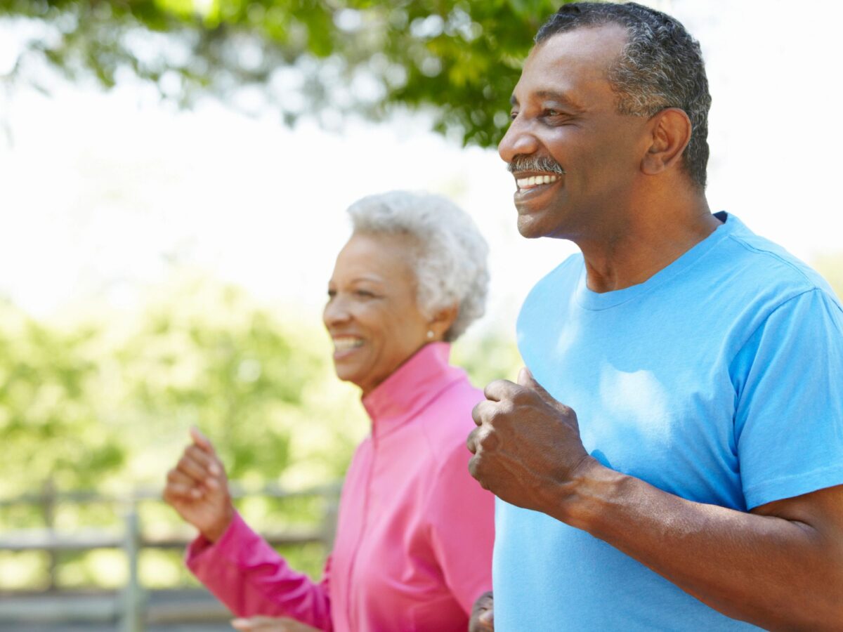 Older couple running