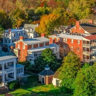 Aerial view of Chestertown Maryland in Kent County