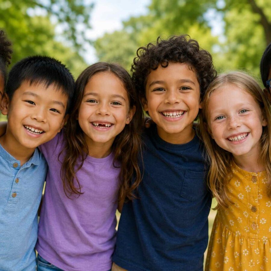 Diverse children in a group