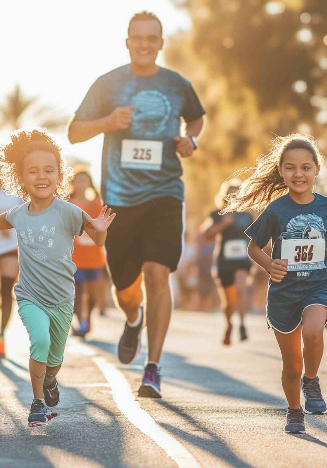 Family running a marathon