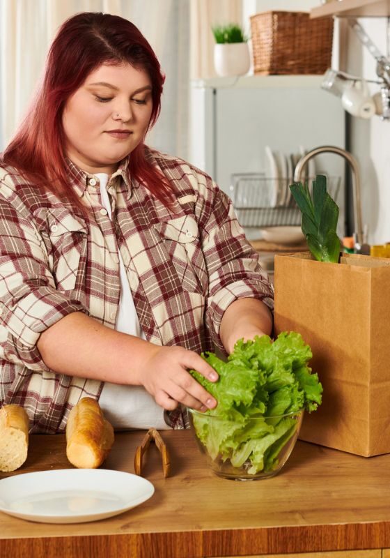 Girl unpacking groceries