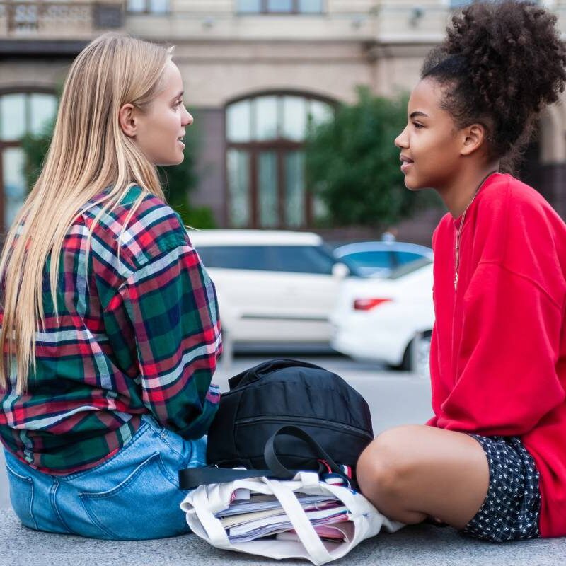 Teens talking and supporting their mental health with their friendship